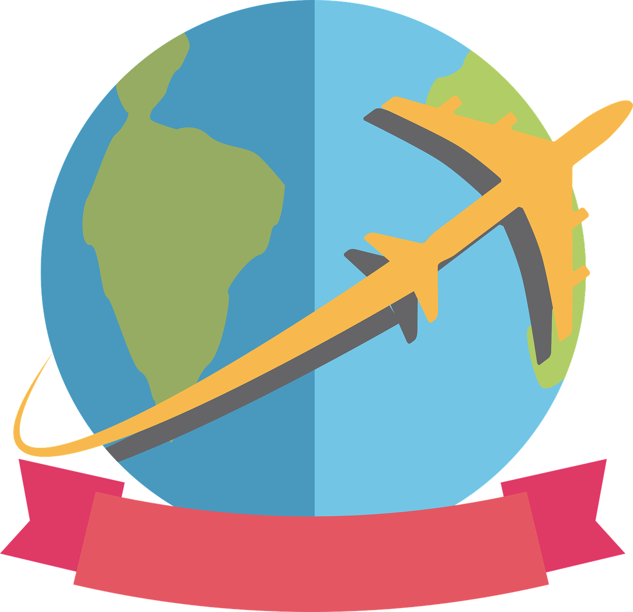logo of the wesite with earth and airplane